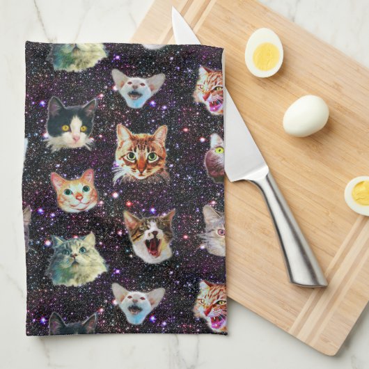 Kattenkoppen in het Buitenruimte Funny Galaxy Patt Theedoek (Quarter Fold)