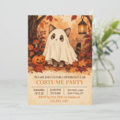 Kattenkostuum Halloween-feest uitnodiging (Staand voorkant)