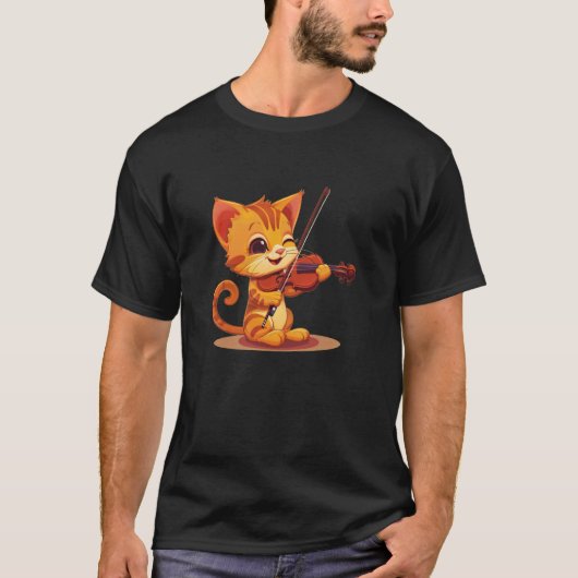 Kattenkostuum Vioolspelend T-shirt (Voorkant)