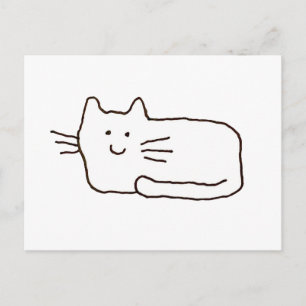 Kattenkrabbel Cartoon Lijntekening Briefkaart