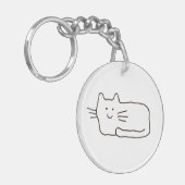 Kattenkrabbel Cartoon Lijntekening  Sleutelhanger (Voorkant Links)