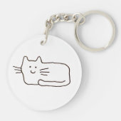 Kattenkrabbel Cartoon Lijntekening  Sleutelhanger (Achterkant)