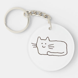 Kattenkrabbel Cartoon Lijntekening Sleutelhanger