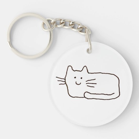 Kattenkrabbel Cartoon Lijntekening  Sleutelhanger (Voorkant)