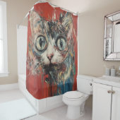 😼 Kattenkrabkoorts droom – surrealist Douchegordijn (In situ)