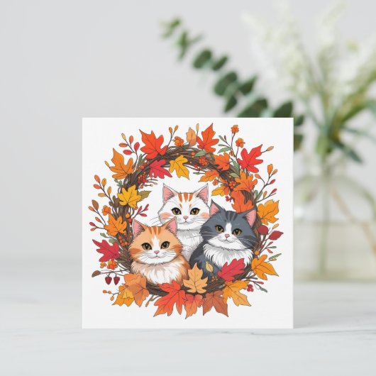 kattenkrans in de herfst kaart (Staand voorkant)