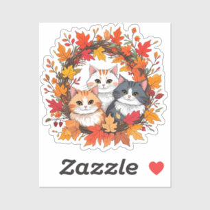 kattenkrans in de herfst sticker
