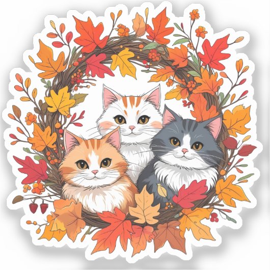 kattenkrans in de herfst sticker (Voorkant)