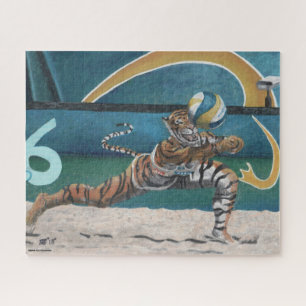 Kattenkrijger speelt volleybal Grote Kunst Puzzel