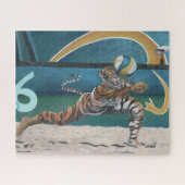 Kattenkrijger speelt volleybal Grote Kunst Puzzel Legpuzzel (Horizontaal)