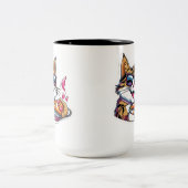 Kattenkruid en pizza tweekleurige koffiemok (Center)