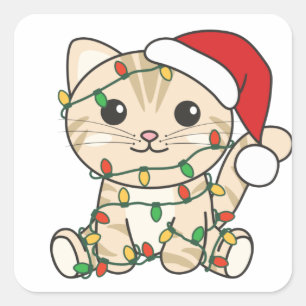 Kattenkruid, kruidenierskruis, kat-kerstwinterdier vierkante sticker