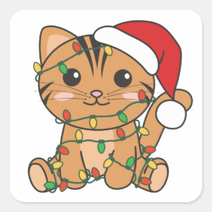 Kattenkruid, kruidenierskruis, kat-kerstwinterdier vierkante sticker