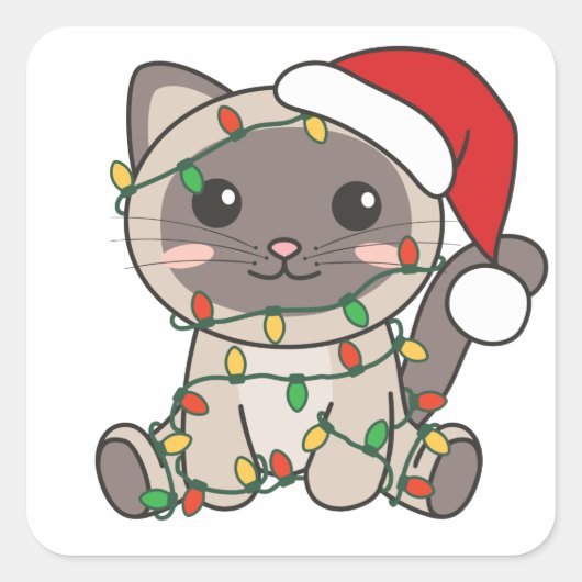 Kattenkruid, kruidenierskruis, kat-kerstwinterdier vierkante sticker (Voorkant)
