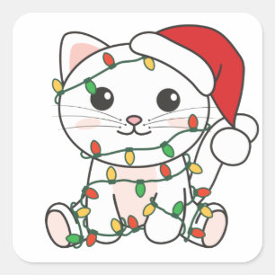 Kattenkruid, kruidenierskruis, kat-kerstwinterdier vierkante sticker
