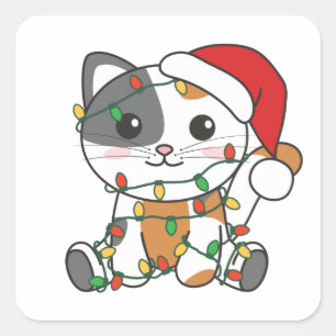 Kattenkruid, kruidenierskruis, kat-kerstwinterdier vierkante sticker