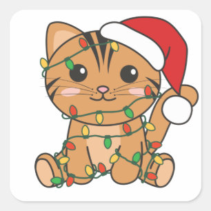 Kattenkruid, kruidenierskruis, kat-kerstwinterdier vierkante sticker