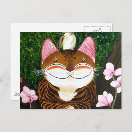 Kattenkunst - Hout (5 elementen) Briefkaart (Voorkant / Achterkant)