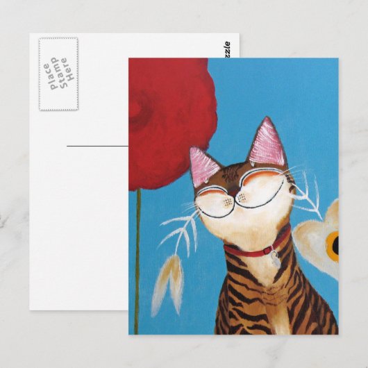 Kattenkunst - Kenzo Flower Briefkaart (Voorkant / Achterkant)