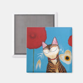 Kattenkunst - Kenzo Flower Magneet (Voorkant / Achterkant)