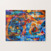 Kattenkunst met sterrenhemel achtergrond legpuzzel (Horizontaal)