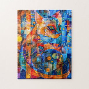Kattenkunst met sterrenhemel achtergrond legpuzzel
