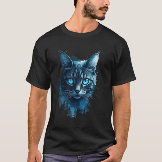 Kattenkunst, nacht landschap t-shirt (Voorkant)