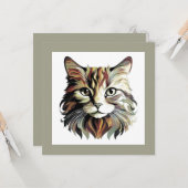 Kattenkunst ontwerp platte wenskaart kaart (Voorkant / Achterkant in situ)