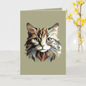 Kattenkunst ontwerp wenskaart kaart (Gele Bloem)