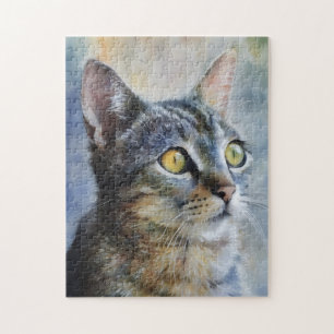 Kattenkunst Portret Puzzel Schattig Kitten