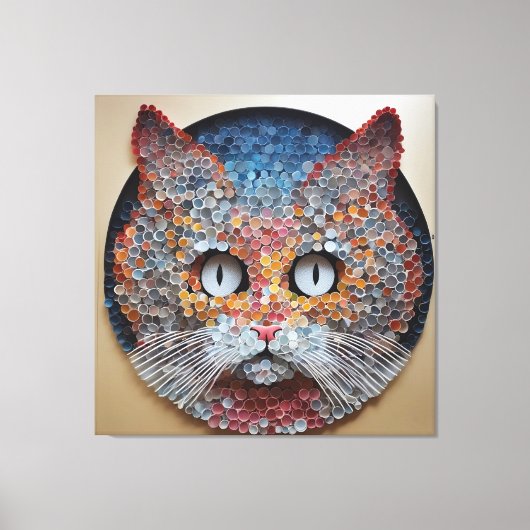 Kattenkunst volledig gemaakt van cirkels canvas afdruk (Voorkant)