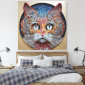 Kattenkunst volledig gemaakt van cirkels canvas afdruk (Insitu (Slaapkamer))