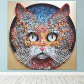 Kattenkunst volledig gemaakt van cirkels canvas afdruk (Insitu (Houten vloer))