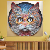 Kattenkunst volledig gemaakt van cirkels canvas afdruk (Insitu (Woonkamer))