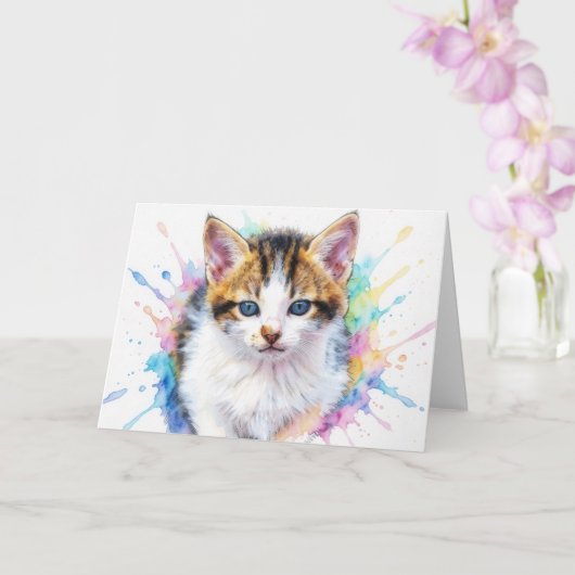 Kattenkunst Waterverfspat Notitiekaart (Orchidee)