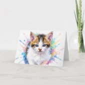 Kattenkunst Waterverfspat Notitiekaart (Voorkant)