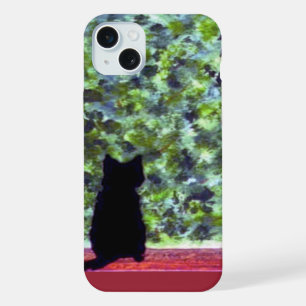 Kattenkunst Zwarte Kat Vogel Kijken! iPhone 15 Plus Case