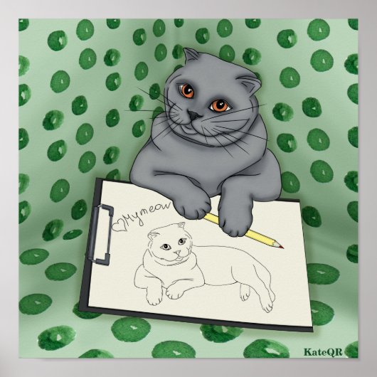 Kattenkunstenaar. Mijn miauw Poster (Voorkant)