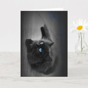 Kattenkunstkaart met ogen in het diepste blauw kaart
