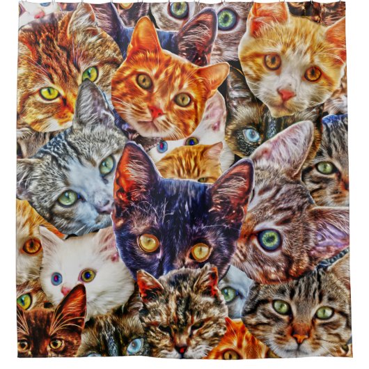 Kattenkunstpatroon Douchegordijn (Voorkant)