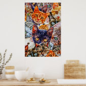 Kattenkunstpatroon Poster (Keuken)