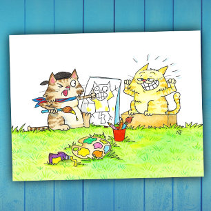 Kattenkunststudent Briefkaart