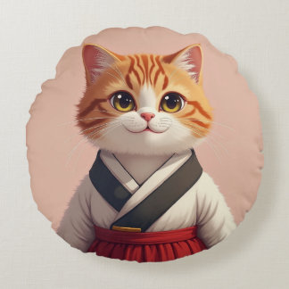 Kattenkussen in Hanbok Rond Kussen