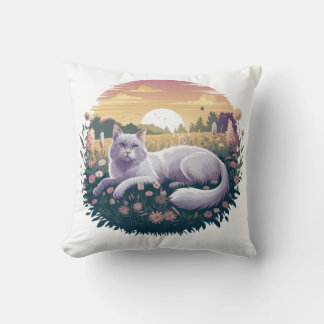 Kattenkussen: wit en marineblauw geweven Sierkusse Kussen