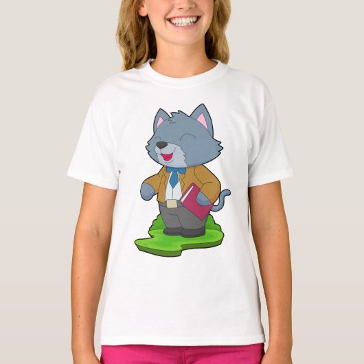 Kattenleraar Boekenschool T-shirt (Voorkant)