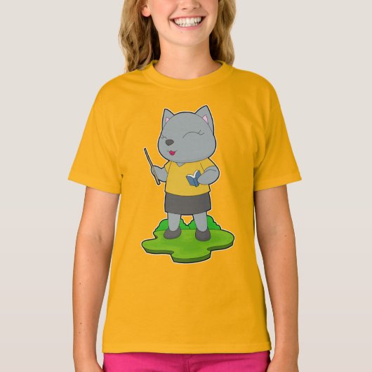 Kattenleraarboek T-shirt (Voorkant)