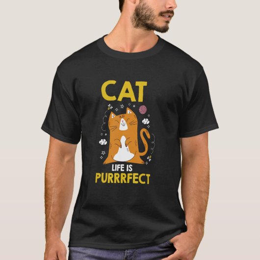 Kattenleven is Purrrfect T-shirt (Voorkant)