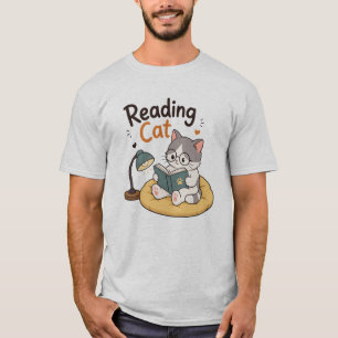 Kattenlezer Leest Cute Boekliefhebber Illustratie T-shirt