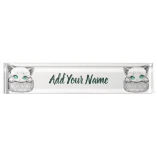 Kattenlief en speels uit een zakje glurend naambordje