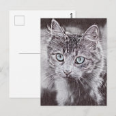 Kattenliefde Cute Kitty Kat Met Lichtgevende Blauw Briefkaart (Voorkant / Achterkant)